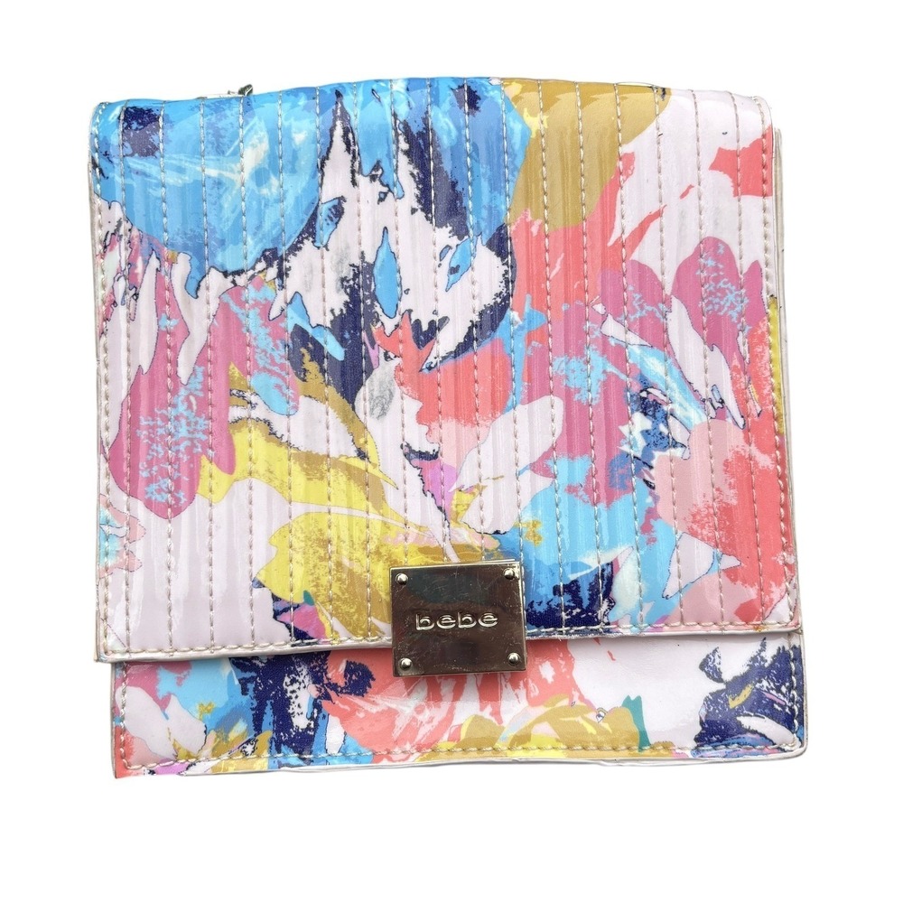 Bebe Womens Small Crossbody Bag Multicolor Floral Abstract Pastel Y2K  Summer‎